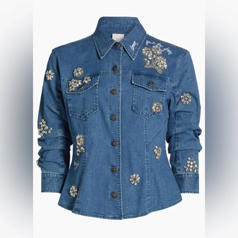 Cinq a Sept Crystal Ditsy Floral Scrunched Canyon Jacket - Picture 7 of 8